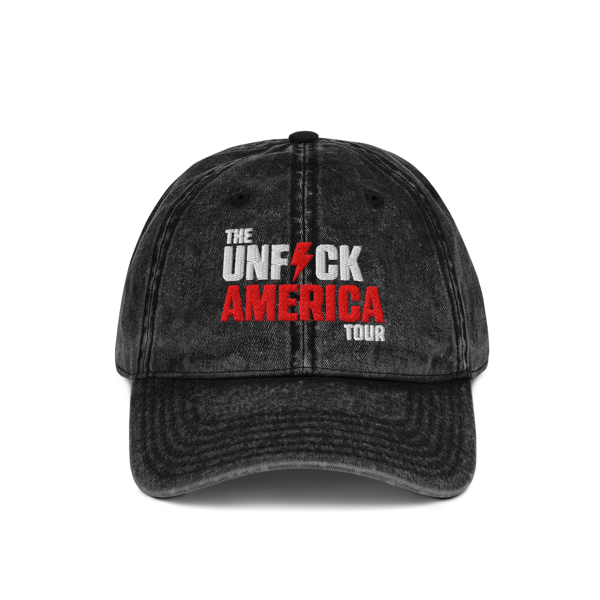 UFA Vintage Wash Dad Hat, Faded Black